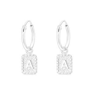 Sterling Silver Huggie Hoop With the Letter A